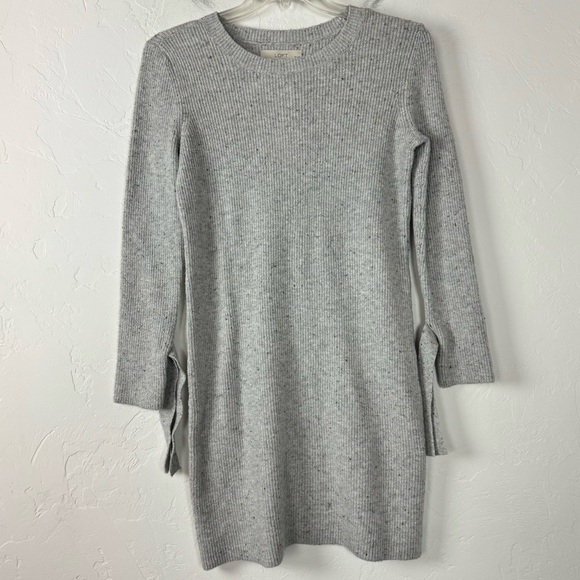 LOFT Dresses & Skirts - Ann Taylor Loft Dress Sweater Knit Grey Heather Marled Ribbed Crew Neck Cotton‎